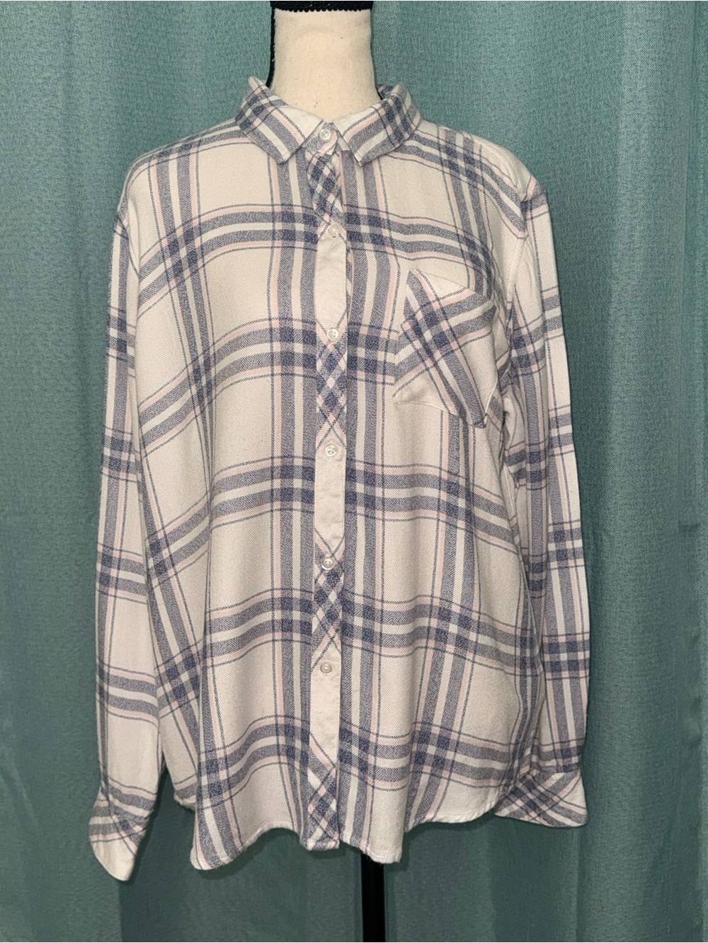 Rails Hunter Plaid Button Down Shirt White Blush Patriot Size L EUC - Picture 1 of 9